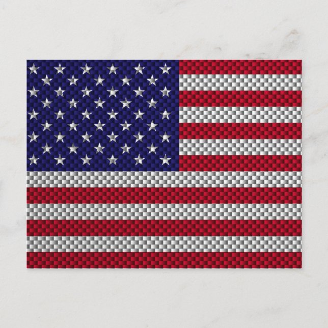 Carte Postale Drapeau américain sur l'impression en fibre de car (Devant)