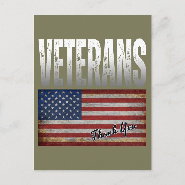 CARTE POSTALE DRAPEAU AMÉRICAIN VÉTÉRANS MERCI 4 JUILLET  (Devant)