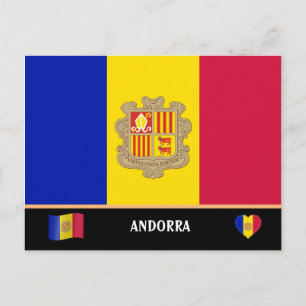 Carte Postale Drapeau andorran & voyage en pays andorran / Andor