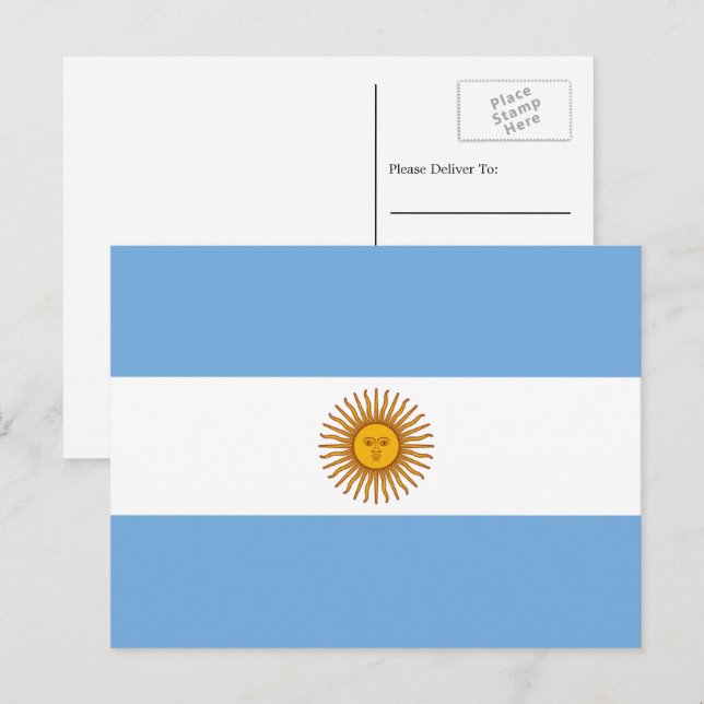 Carte Postale Drapeau argentin, Drapeau de l'Argentine (Devant / Derrière)