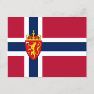 Carte Postale Drapeau/Armoiries de Norvège