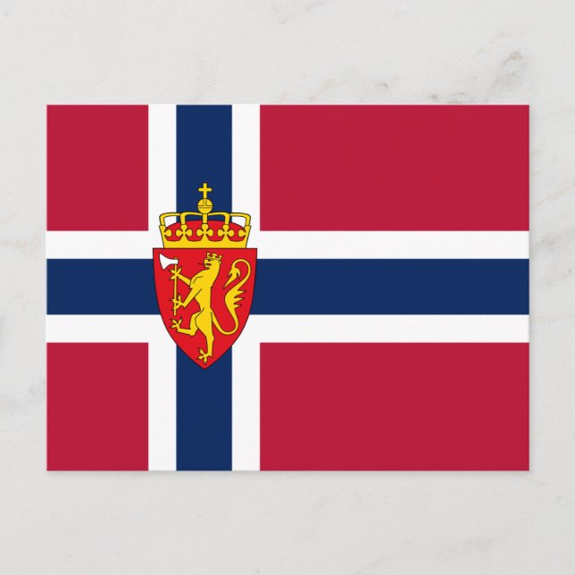 Carte Postale Drapeau/Armoiries de Norvège (Devant)