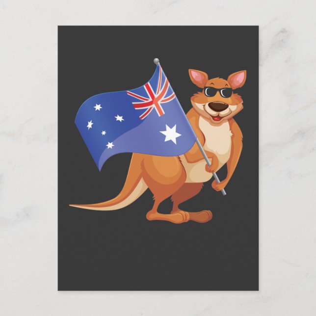 Carte Postale Drapeau australien Aussie Kangaroo avec lunettes d (Devant)