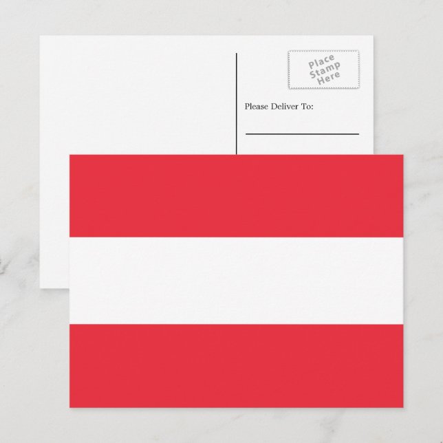 Carte Postale Drapeau autrichien, Drapeau autrichien (Devant / Derrière)