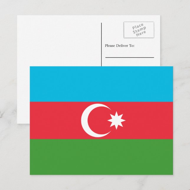 Carte Postale Drapeau azerbaïdjanais, Drapeau de l'Azerbaïdjan (Devant / Derrière)