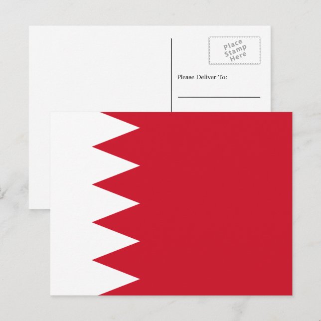 Carte Postale Drapeau bahreïni, Drapeau de Bahreïn (Devant / Derrière)