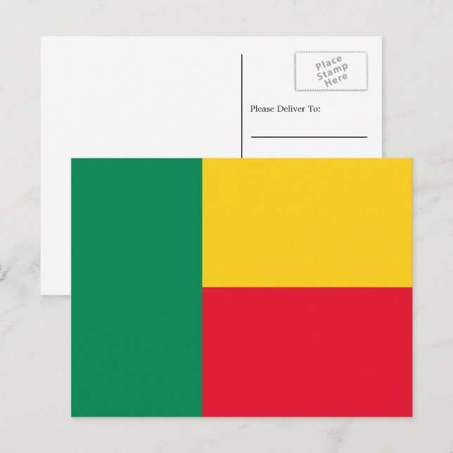 Carte Postale Drapeau béninois, Drapeau du Bénin (Devant / Derrière)