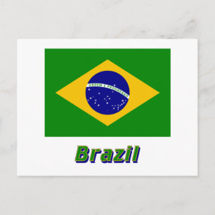 Carte Postale Drapeau Brésil avec nom
