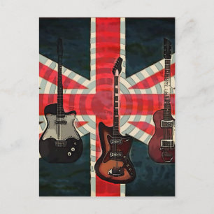 Carte Postale Drapeau britannique Union Jack Rock Roll Guitare é