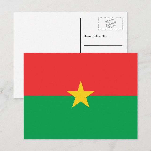 Carte Postale Drapeau burkinabé, Drapeau du Burkina Faso (Devant / Derrière)