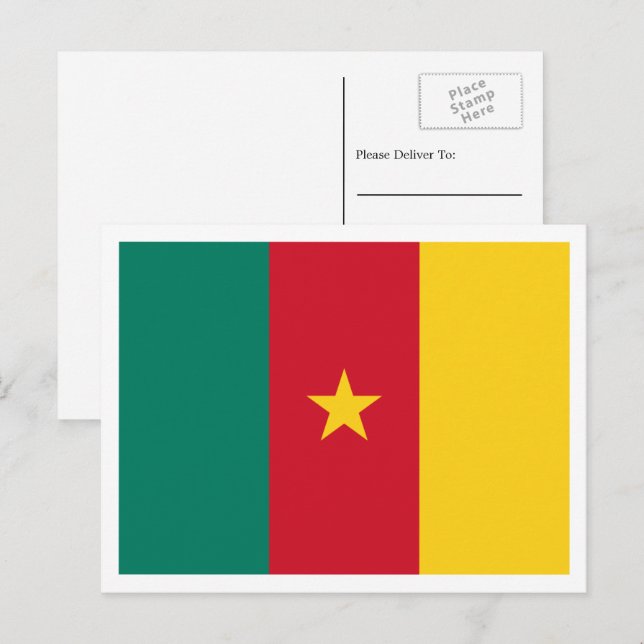 Carte Postale Drapeau camerounais, Drapeau du Cameroun (Devant / Derrière)