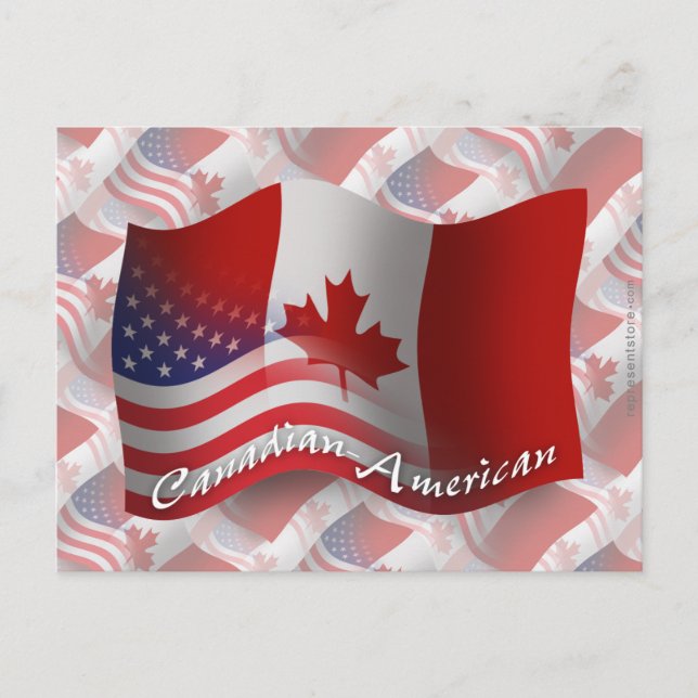 Carte Postale Drapeau canadien-américain (Devant)