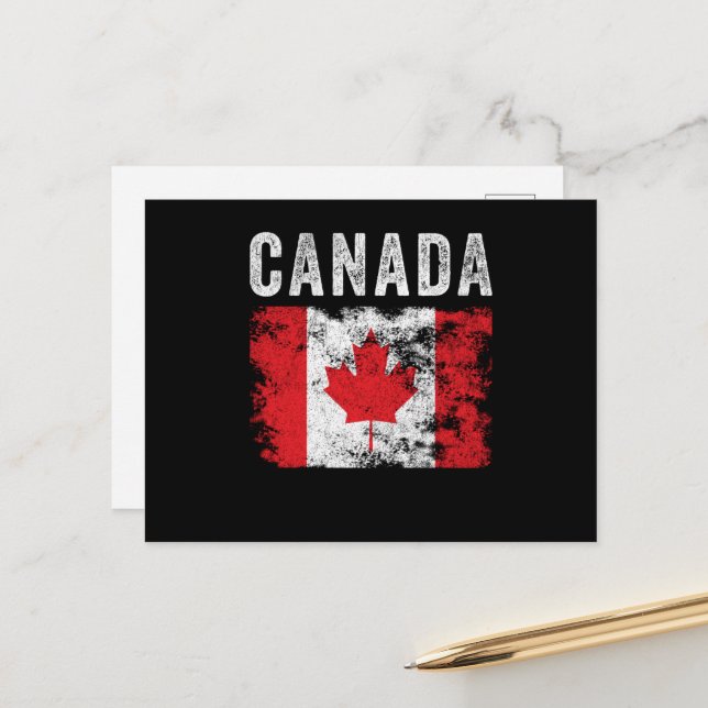 Carte Postale Drapeau canadien en détresse - Drapeau canadien (Devant/Arrière en situation)
