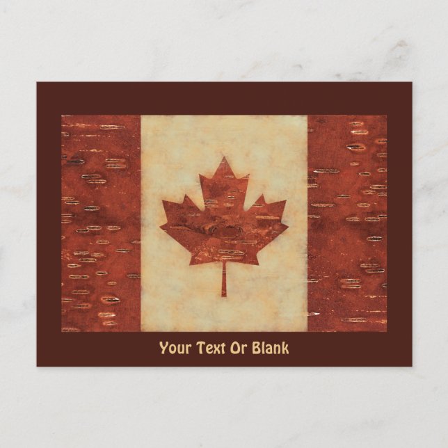 Carte Postale Drapeau Canadien Sur L'Écorce De Birch Intérieur (Devant)