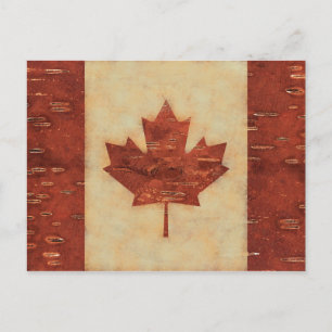 Carte Postale Drapeau Canadien Sur L'Écorce De Birch Intérieur