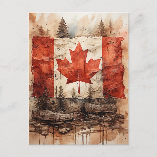 Carte Postale Drapeau canadien vintage (Devant)