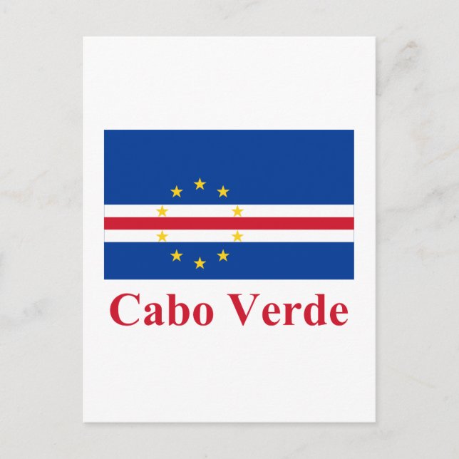 Carte Postale Drapeau Cap-Vert avec nom en portugais (Devant)