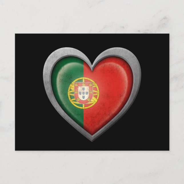 Carte Postale Drapeau cardiaque portugais avec effet métallique (Devant)