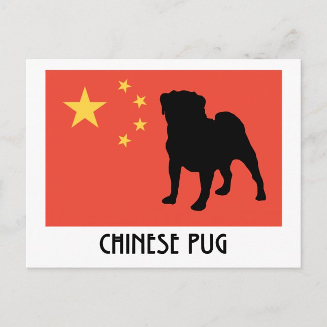 Carte Postale Drapeau chinois avec Carlin (Devant)