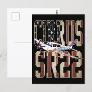 Carte Postale Drapeau Cirrus SR22 Aéronefs Vintage États-Unis