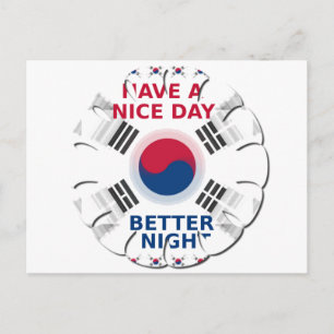 Carte Postale Drapeau coréen design joyeux "Avoir une belle jour