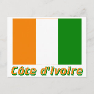 Carte Postale Drapeau Côte d'Ivoire avec le nom en français