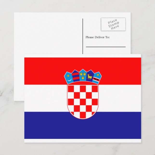 Carte Postale Drapeau croate, Drapeau de la Croatie (Devant / Derrière)