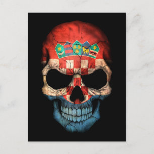 Carte Postale Drapeau croate sur noir