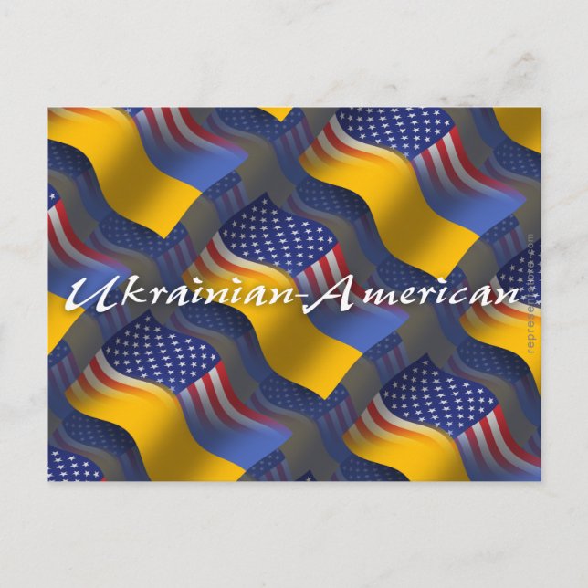 Carte Postale Drapeau d'agitation ukrainien-américain (Devant)