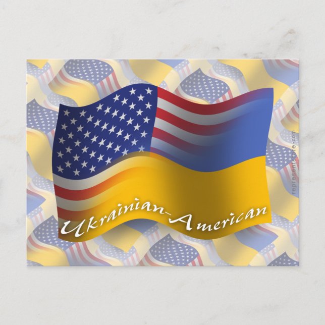 Carte Postale Drapeau d'agitation ukrainien-américain (Devant)