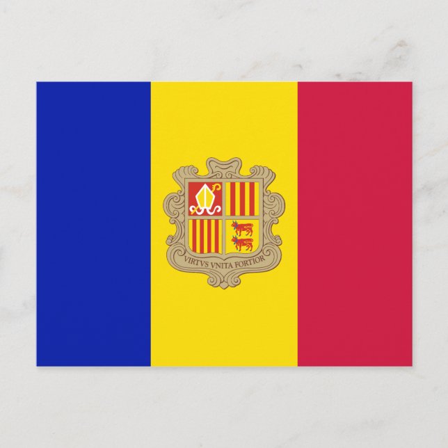 Carte Postale Drapeau d'Andorre patriotique (Devant)