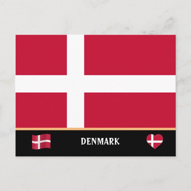 Carte Postale Drapeau danois & Voyage de pays danois / Danemark (Devant)