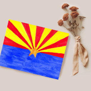 Carte Postale Drapeau d'Arizona aquarelle Art