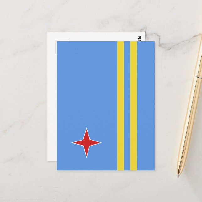 Carte Postale Drapeau d'Aruba (Devant/Arrière en situation)