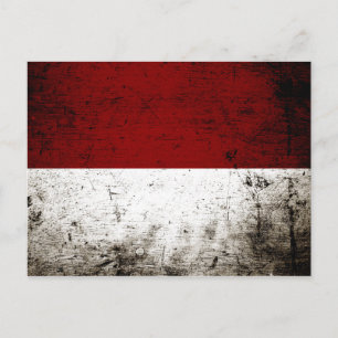 Carte Postale Drapeau de Black Grunge Indonésie