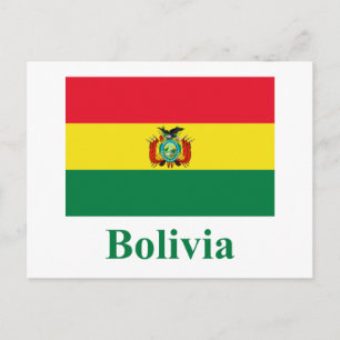 Carte Postale Drapeau de Bolivie avec nom