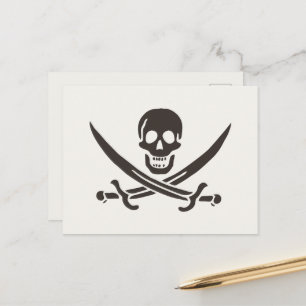 Carte Postale Drapeau de crâne obsidien Drapeau de pirate Calico