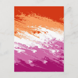 Carte Postale Drapeau de fierté lesbienne abstrait trippy ondulé