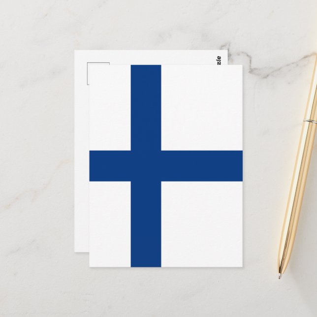 Carte Postale Drapeau de Finlande (Devant/Arrière en situation)