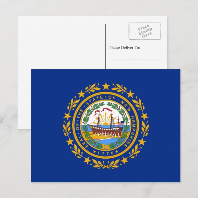 Carte Postale Drapeau de Granite Stater, Drapeau du New Hampshir (Devant / Derrière)