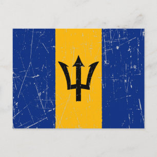 Carte Postale Drapeau de la Barbade découpée et écaillée