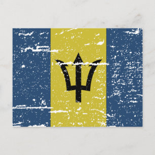Carte Postale Drapeau de la Barbade vintage