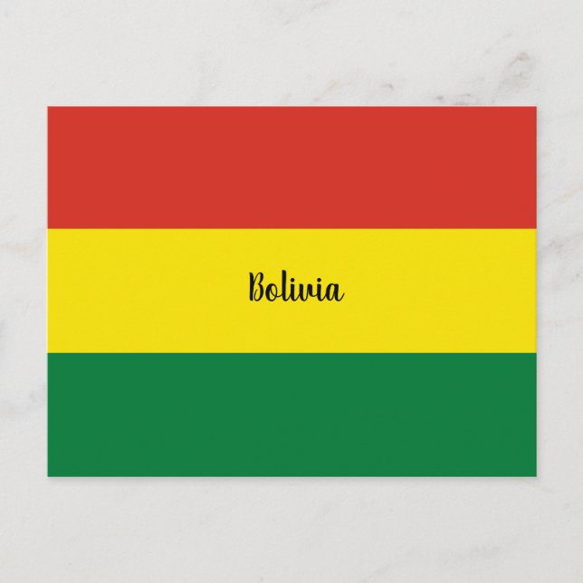 Carte Postale Drapeau de la Bolivie, étiqueté (Devant)