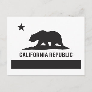 Carte Postale Drapeau de la Californie - Noir