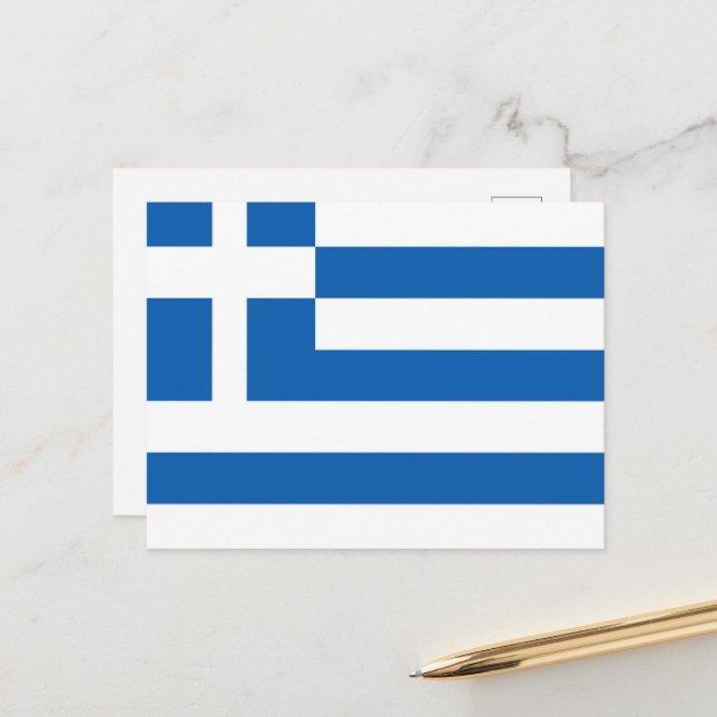 Carte Postale Drapeau de la Grèce (Devant/Arrière en situation)