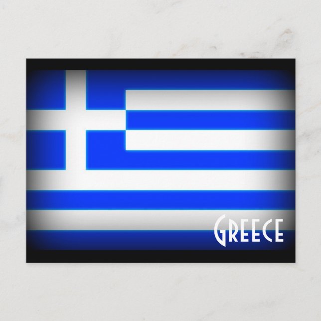 Carte Postale Drapeau de la Grèce foncé (Devant)