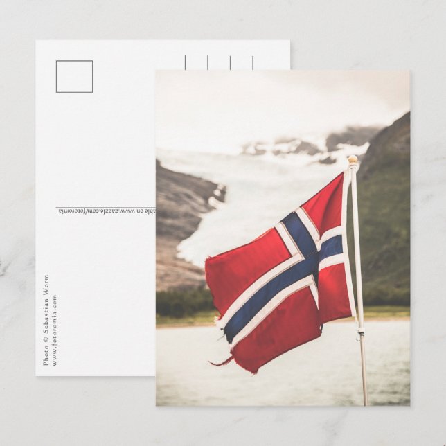 Carte Postale Drapeau de la Norvège Photo (Devant / Derrière)