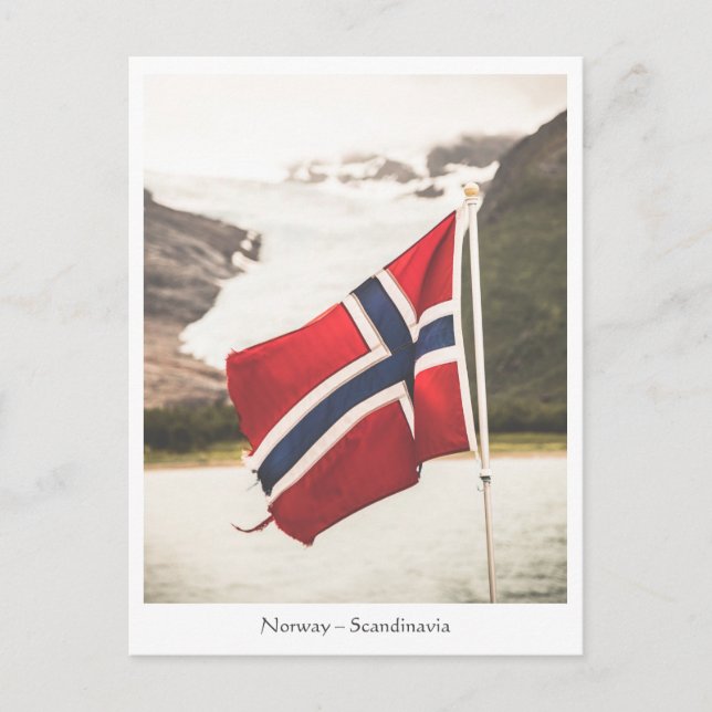 Carte Postale Drapeau de la Norvège Scandinavie Photo (Devant)