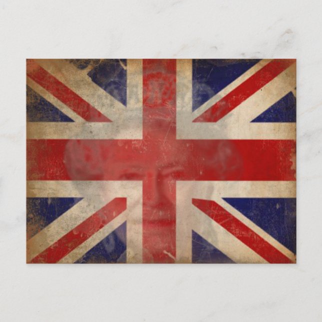 Carte Postale Drapeau de la reine Elizabeth II Silhouette sur Di (Devant)