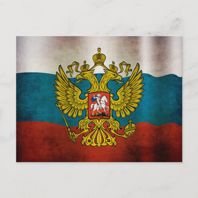 Carte Postale Drapeau de la Russie qui flotte (Devant)